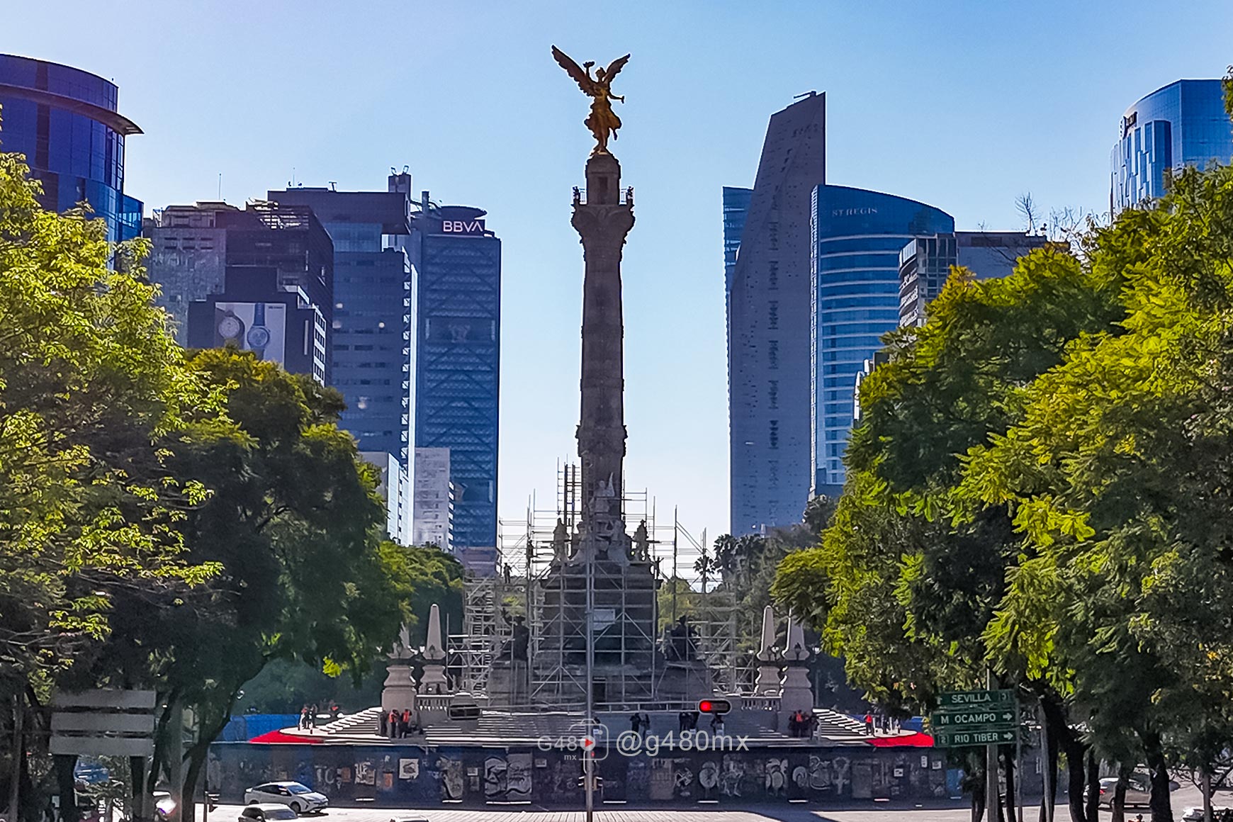 Comienzan los trabajos de restauración en el Ángel de la Independencia